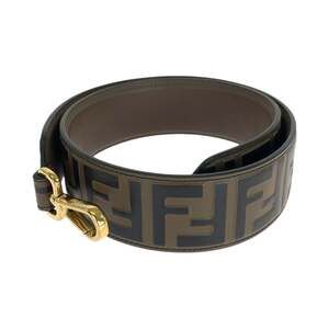 FENDI Strap You FF logo brown leather shoulder